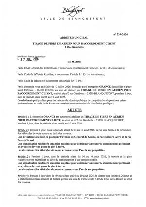 Arrêté n° 239-2026