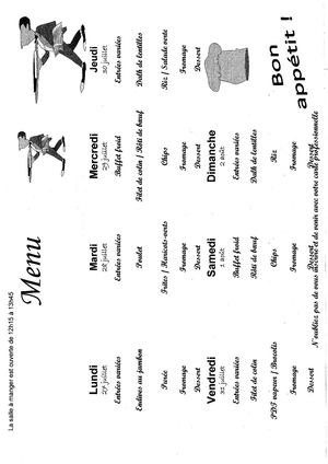Menu Du 27 Juillet Au 02 Août