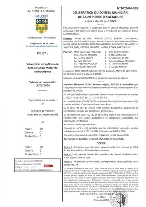Delib 2026 04 058 Subvention Exceptionnelle 2026 Union Motoriste Nemourienne