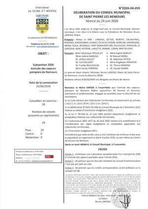 Delib 2026 04 059 Subvention 2026 Amicale Des Sapeurs Pompiers De Nemours