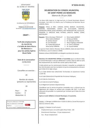 Delib 2026 04 061 Tarifs Des Emplacements Pour Aperos Music Halle