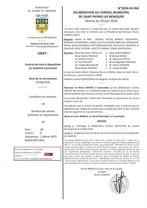 Delib 2026 04 064 Contrat De Mise À Disposition Du Matériel Communal