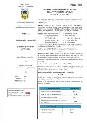 Delib 2026 04 065 Tarifs Des Salles Communales
