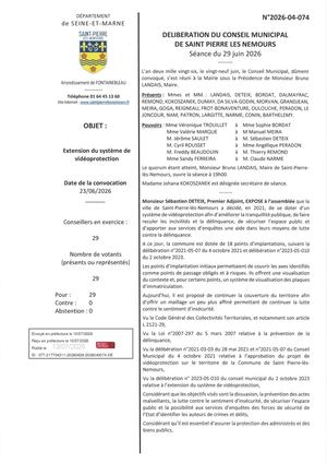 Delib 2026 04 074 Extension Du Dispositif De Videoprotection