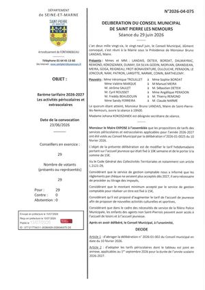 Delib 2026 04 075 Bareme Tarifaire 2026 2026 Péri Et Extra Scolaires