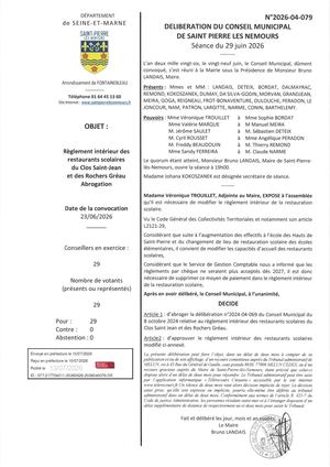 Delib 2026 04 079 Règlements Des Restaurants Scolaires
