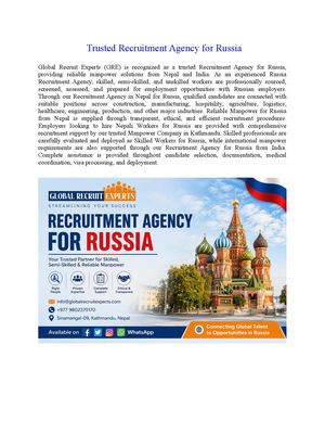 Trusted Recruitment Agency For Russia