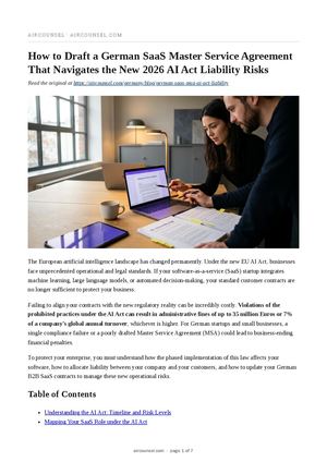 How to Draft a German SaaS Master Service Agreement That Navigates the New 2026 AI Act Liability Risks