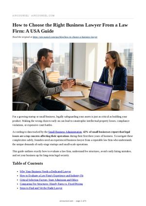 How to Choose the Right Business Lawyer From a Law Firm: A USA Guide