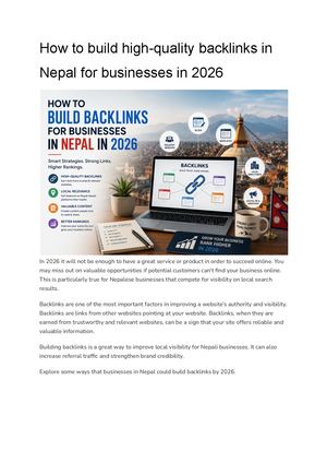How To Build High Quality Backlinks In Nepal For Businesses In 2026