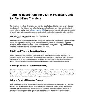 Tours To Egypt From Usa