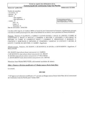 Délib 123 2026 - Finances - Décision Modificative N 1 Budget Annexe Docks Saint Marc VISEE