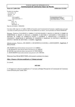 Délib 124 2026 - Finances - Décision Modificative N 3 Budget Principal VISEE