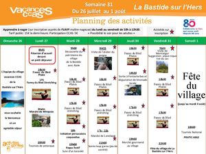 Programme Activités Semaine Du 26 07 Au 01 08