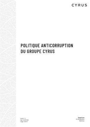 Politique Publique Anticorruption du groupe Cyrus