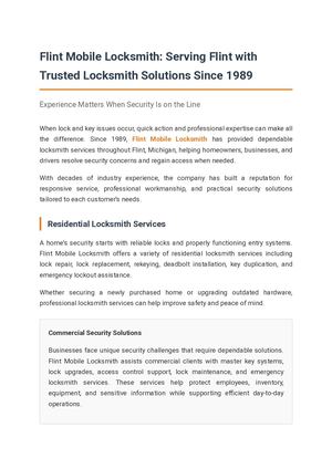 Flint Mobile Locksmith