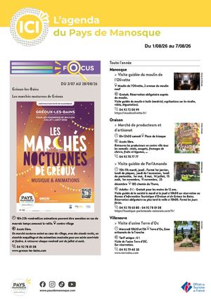 Agenda Semaine du Pays de Manosque du 1er au 7 août