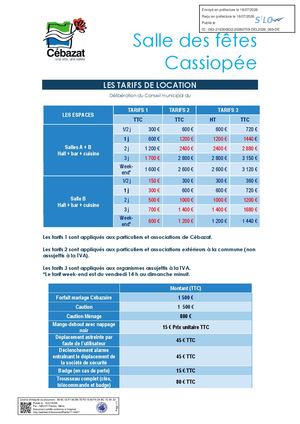 Del2026 069 Annexe 1 Tarifs Salle Des Fêtes Cassiopée 2026 V2
