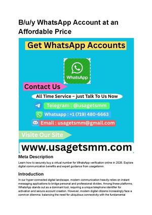 B U Y Whats App Account At An Affordable Price