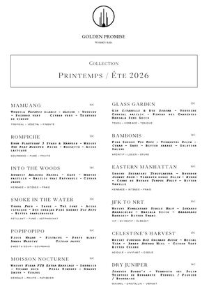 Golden Promise Whisky Bar - Carte Cocktail Printemps-Été 2026