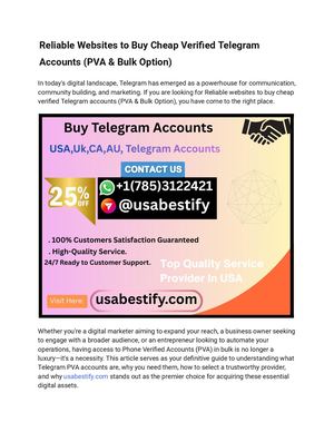 Reliable Websites To Buying, Cheap Verified Telegram Accounts (Pva & Bulk Option)