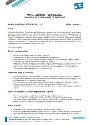 Animateur Trice - CDD - Saint André De Sangonis