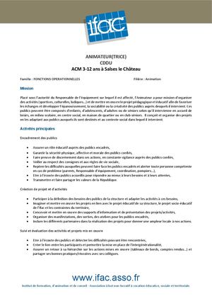 Animateur Trice - CDD - Salses