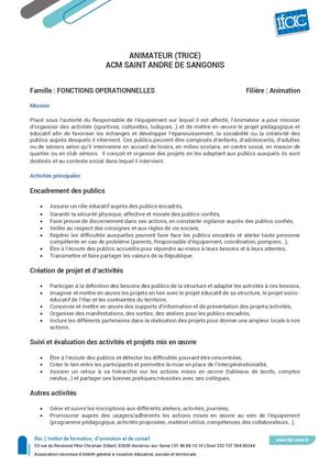 Animateur Trice - CDI - Saint André De Sangonis