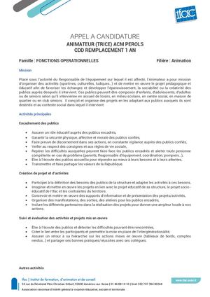 Animateur Trice  - CDDR - Perols