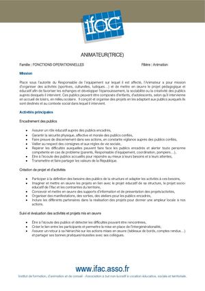 Animateur Trice - CDD - Opio