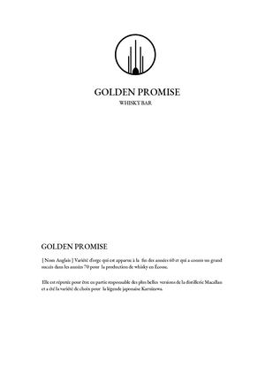 Golden Promise Whisky Bar - Carte Whiskies Printemps-Été 2026