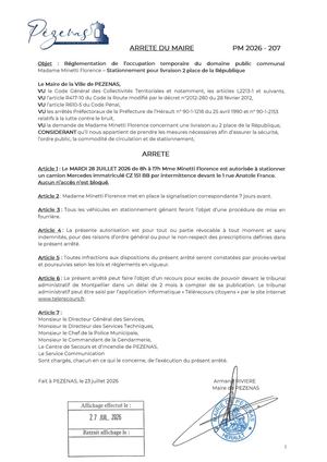 Arrêtés 27 07 26