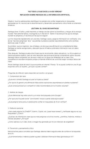 Lectura 7 No Todo Lo Que Dice La Ia Es Verdad