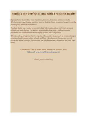 Finding The Perfect Home With True Nest Realty