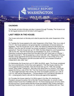 WEEKLY WASHINGTON REPORT 07/27/2026