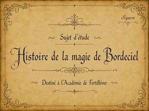 Sujet Etude Histoire Magie Bordeciel Sigurn