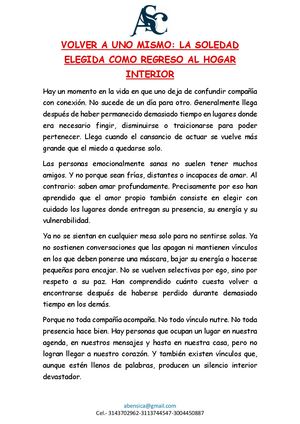 Volver A Uno Mismo