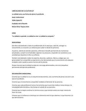 Guía sobre Cultura Q, liderazgo y mejora continua. Autor: Nelson Omar Toquica Sinin.
