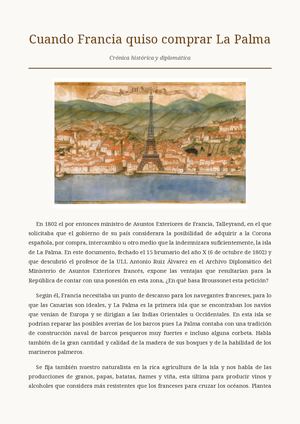 Cuando Francia quiso comprar La Palma.