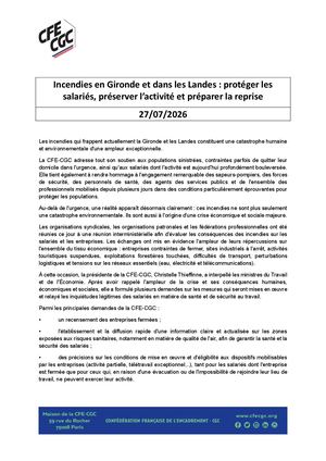 Cp 27 Juillet 2026 Incendies En Gironde Et Dans Les Landes