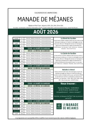 2026 08 Calendrier Manade De Méjanes