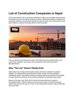 List Of Construction Companies In Nepal
