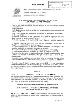 AR1 2026 01169  26 PSOC 2375 CHEZ YUDONG - 19 RUE DES SERGENTS - Publiée Le 28 07 2026