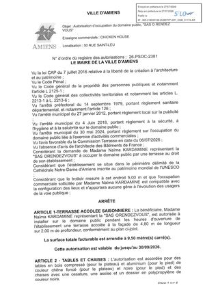 AR1 2026 01174 - 26 PSOC 2381- 50 RUE SAINT LEU, SAS O RENDEZ VOUS CHICKEN HOUSE -Publiée Le 28 07 2026