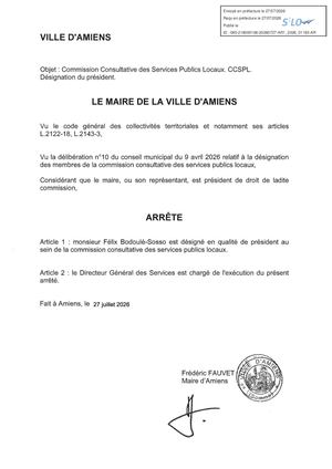 AR1 2026 01183 - ARR DESIGNATION REPRESENTANTS VIA AR1 2026 01183 20260727 Publiée Le 28 07 2026