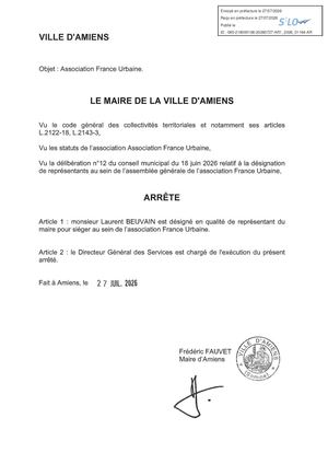 AR1 2026 01184 -ARR DESIGNATION REPRESENTANTS VIA AR1 2026 01184 20260727 Publiée Le 28 07 2026