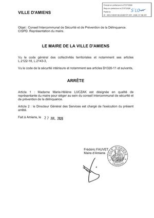 AR1 2026 01186 -ARR DESIGNATION REPRESENTANTS VIA AR1 2026 01186 20260727 Publiée Le 28 07 2026
