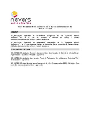 Liste Deliberations BC 260722