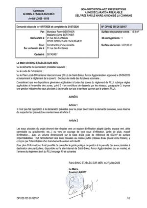 DP 26 Q 0167 - Arrêté