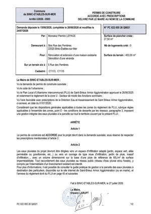 PC 26 Q 0021 - Arrêté